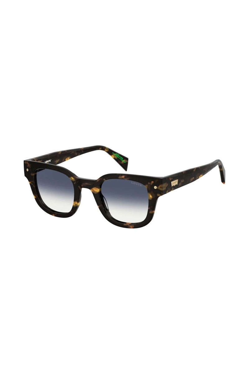 Unisex Square Havana Frame Blue Lens - None