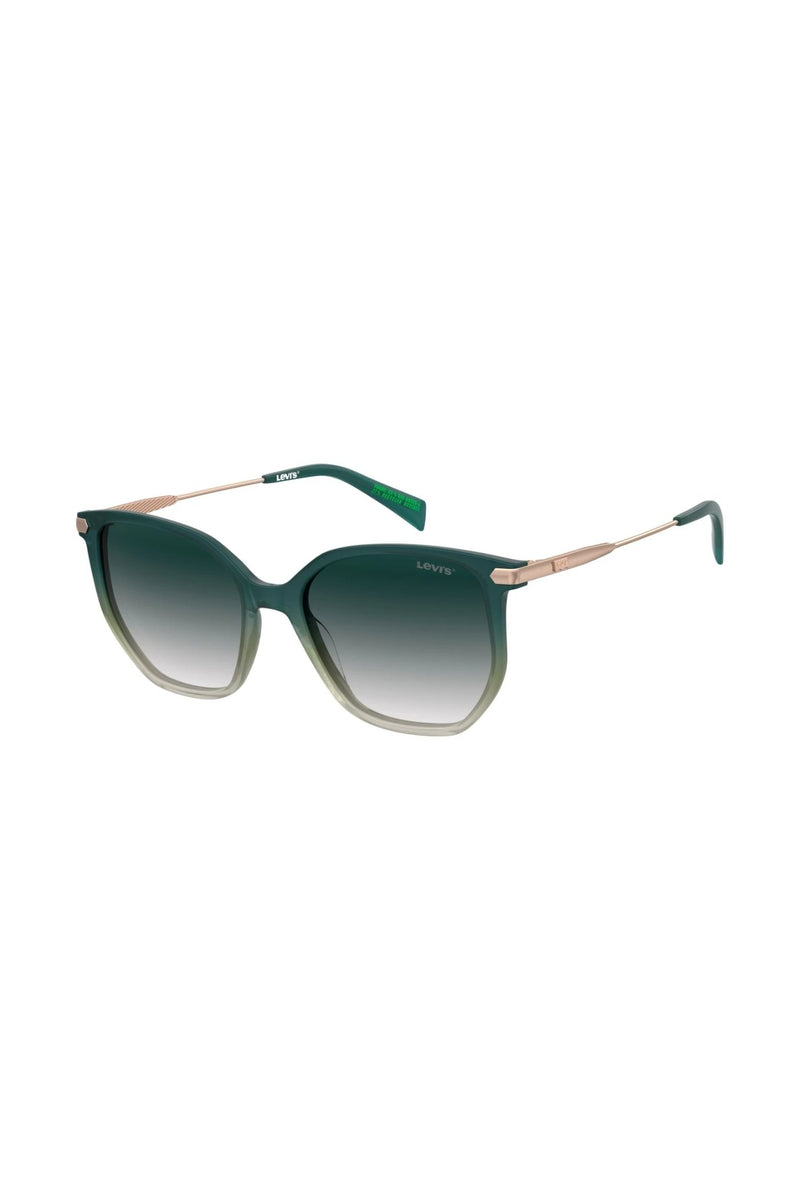 Square Green Grey Frame Blue Lens - None