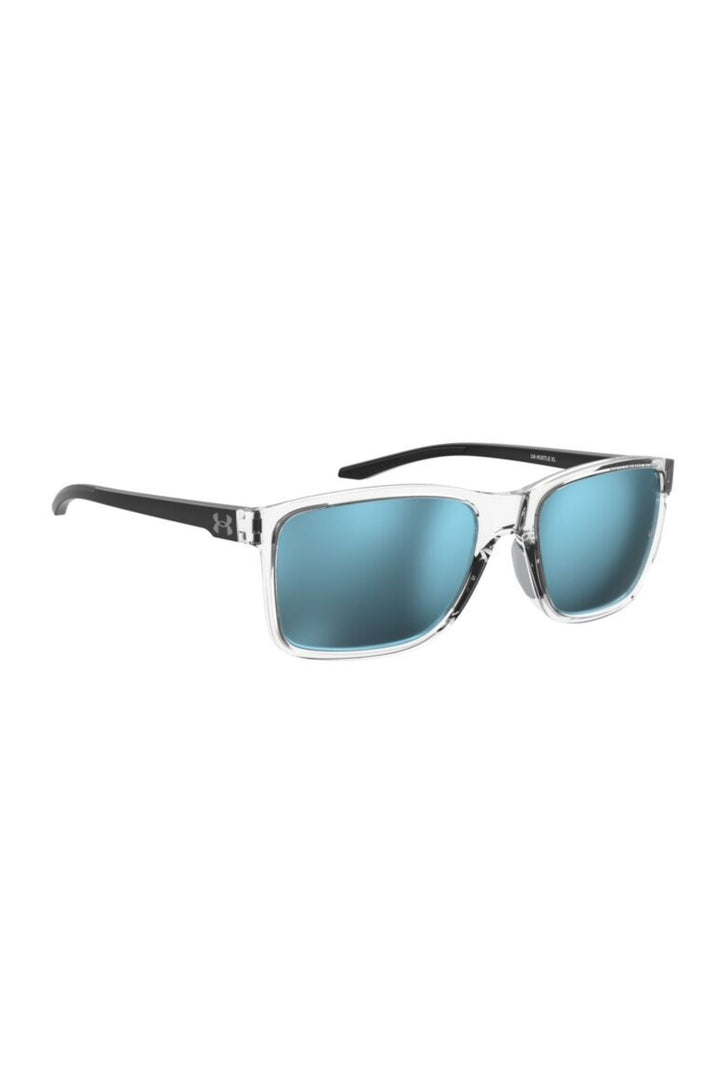Rectangle Crystal Black Frame Blue Lens Sunglasses
