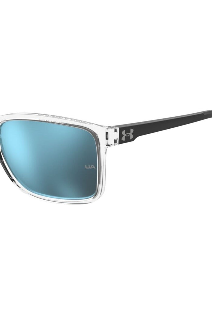 Rectangle Crystal Black Frame Blue Lens Sunglasses