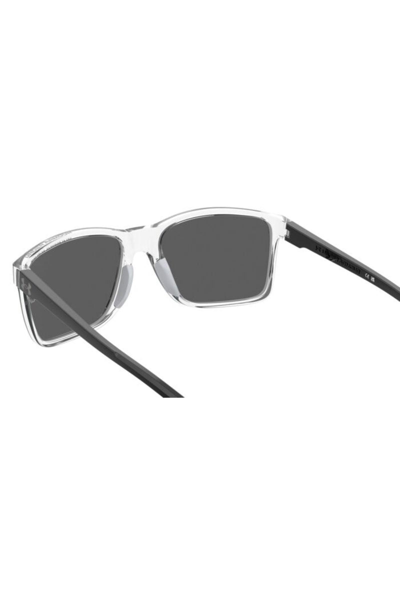 Rectangle Crystal Black Frame Blue Lens Sunglasses