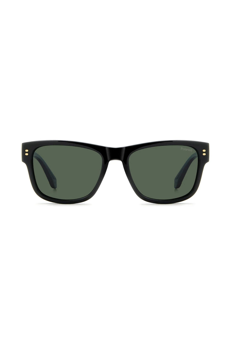 Square Black Frame Green Lens - None