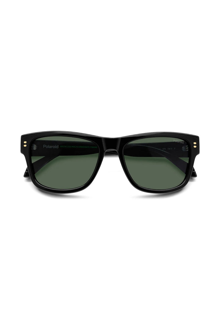 Square Black Frame Green Lens - None