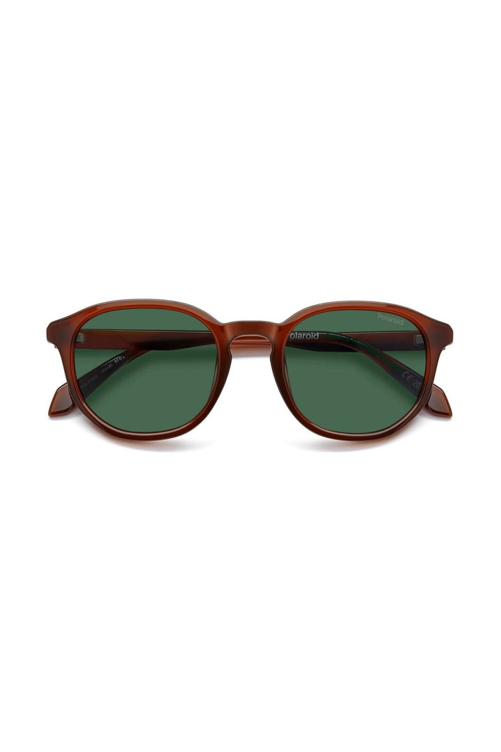 Square Brown Frame Green Lens - None