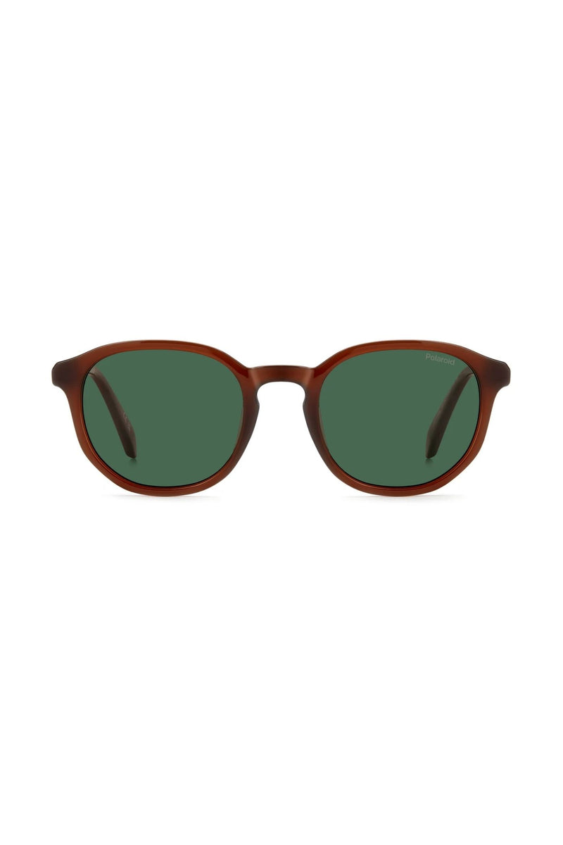 Square Brown Frame Green Lens - None