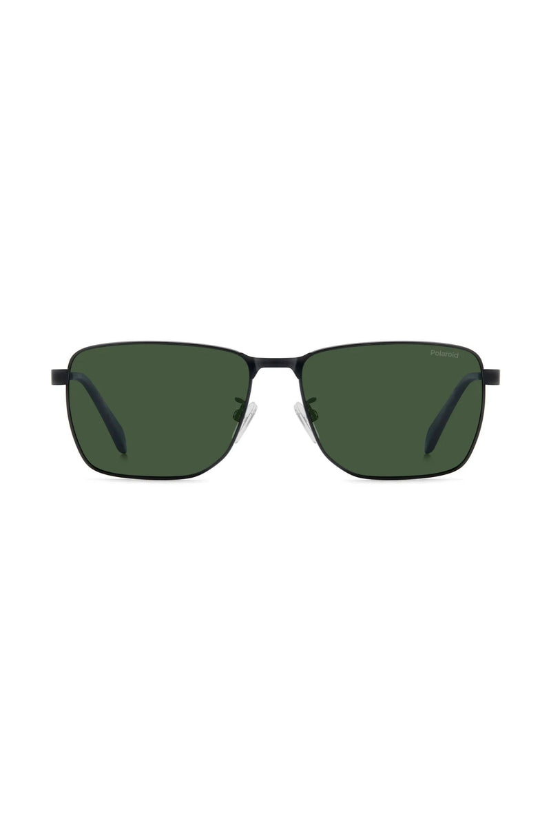 Rectangle Matt Black Frame Green Lens - None