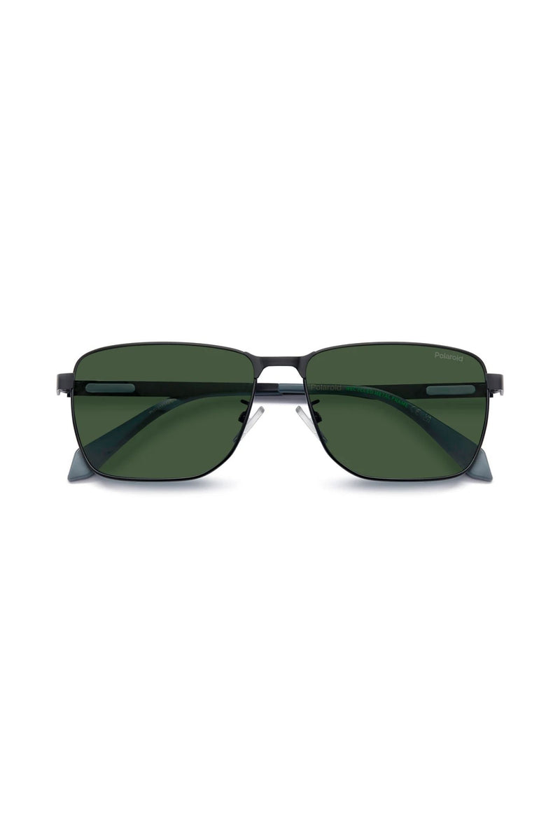 Rectangle Matt Black Frame Green Lens - None