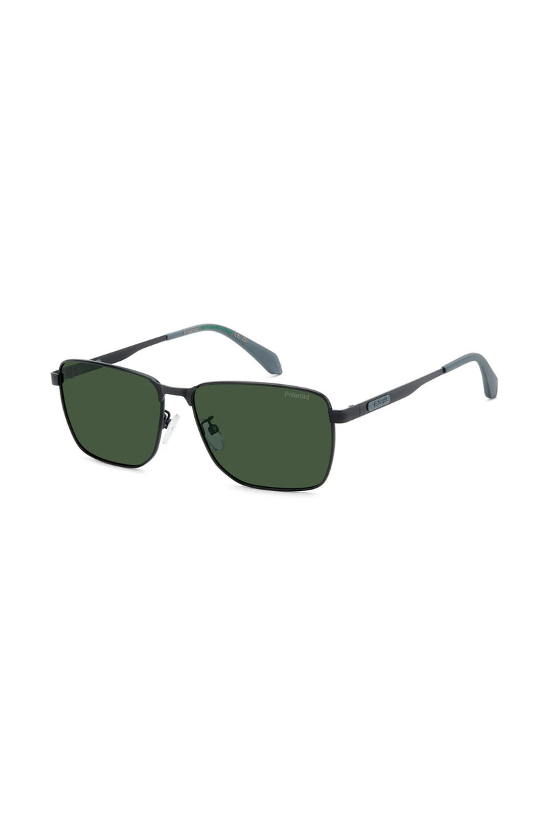 Rectangle Matt Black Frame Green Lens - None