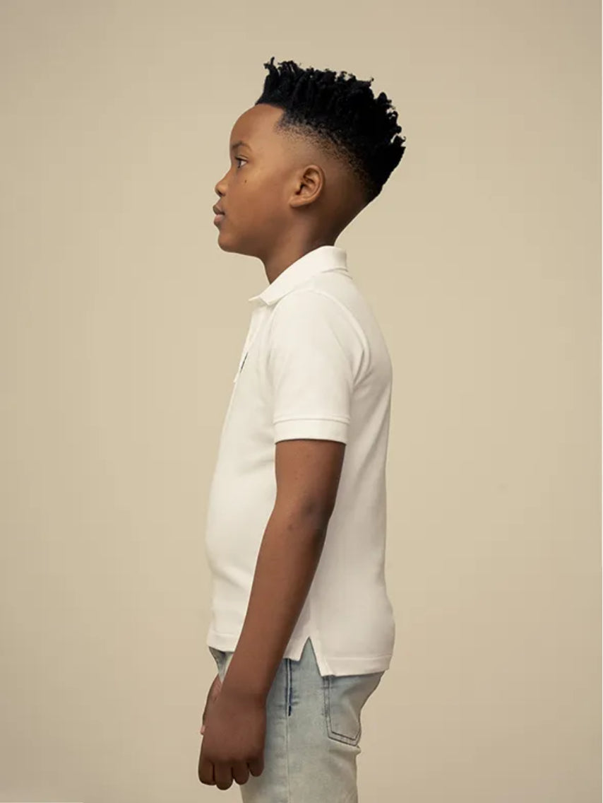 Boys Austin Short Sleeve Golfer - White