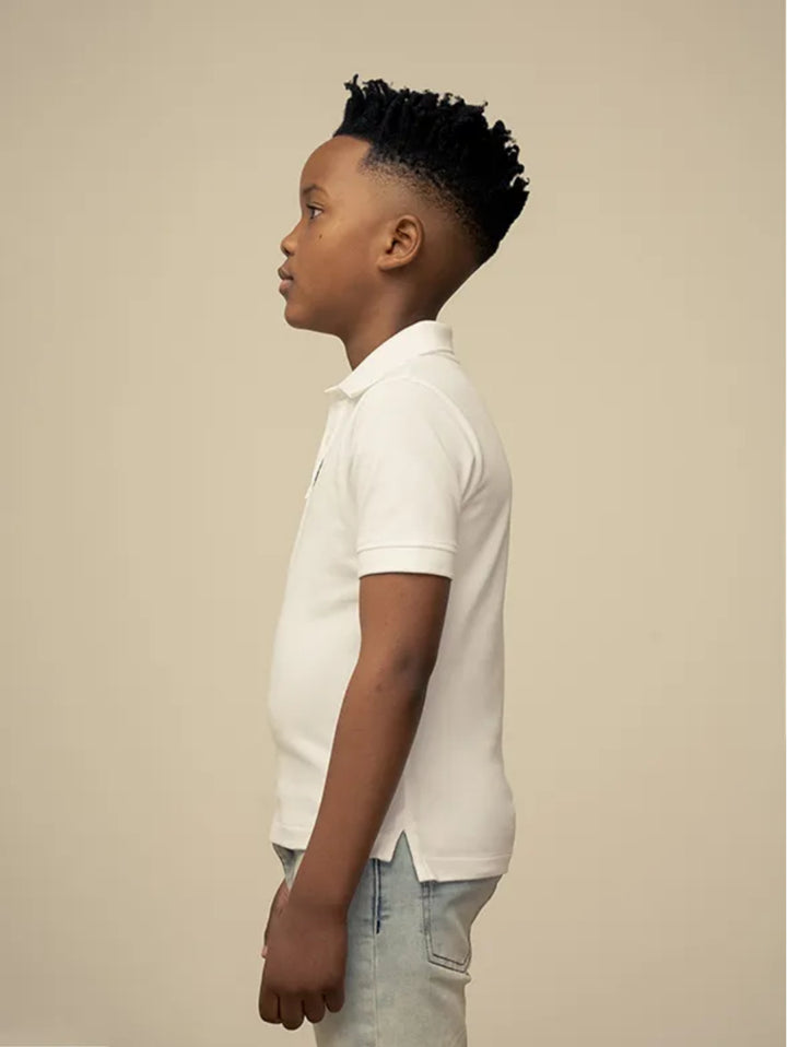 Boys Austin Short Sleeve Golfer - White