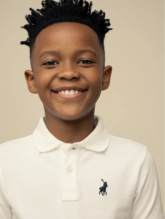 Boys Austin Short Sleeve Golfer - White