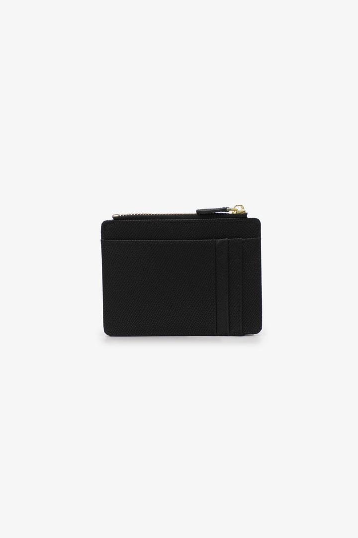 Jessica Pebble Surface Cardholder With Embossed Logo - Black