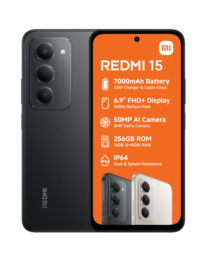 Redmi 15 Dual Sim (8+256GB) Cellphone - Black