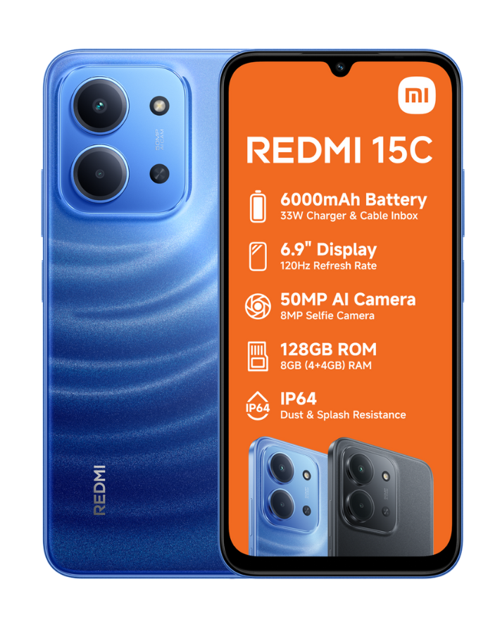 スマートフォン本体 Redmi 15C 128Gb Blue Redmi 15c 128GB 4G Dual Sim Cellphone - Blue – Edgars