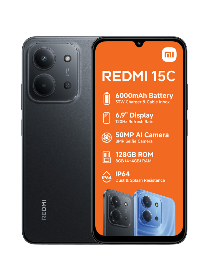 Redmi 15c 128GB 4G Dual Sim Cellphone - Black