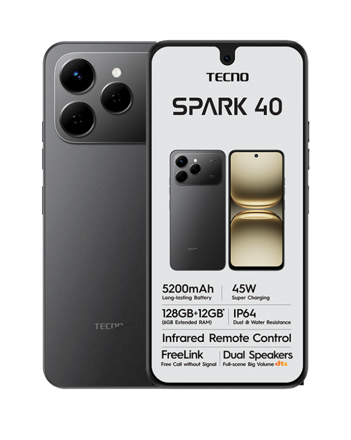 Spark 40 128GB 4G Dual Sim Cellphone - Black