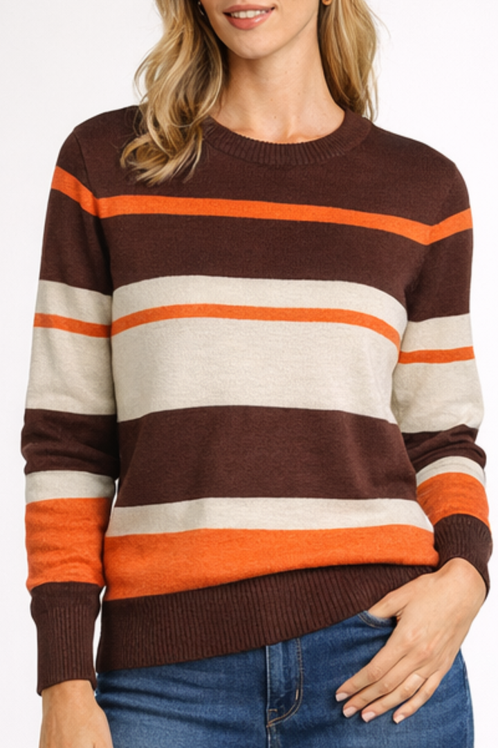 Striped Pullover - Chocolate
