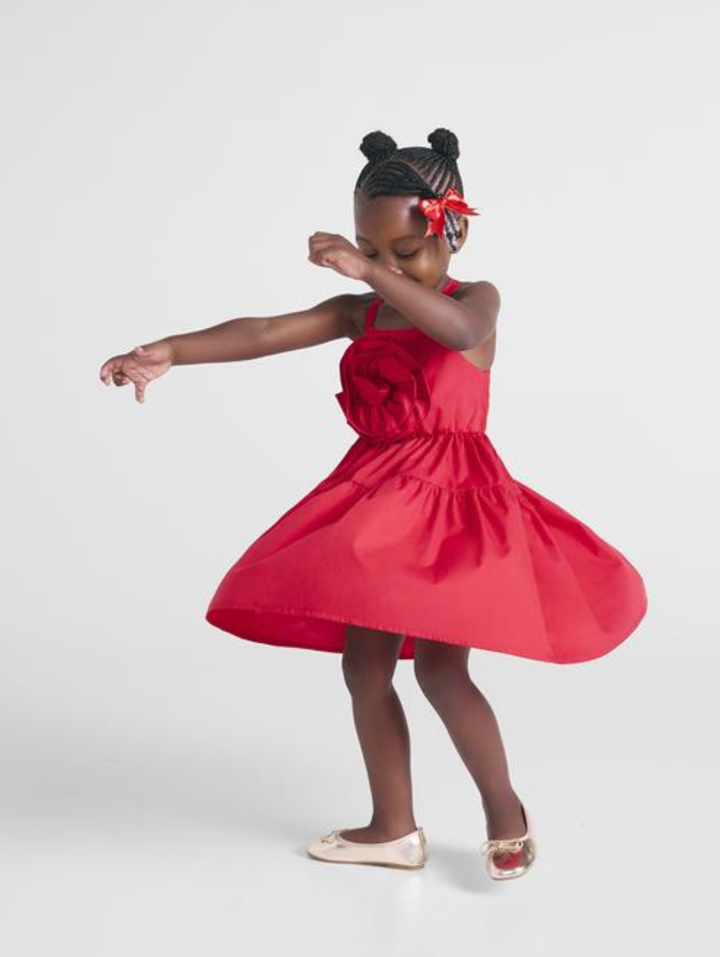 Pre-Girls Flower Dress - Red