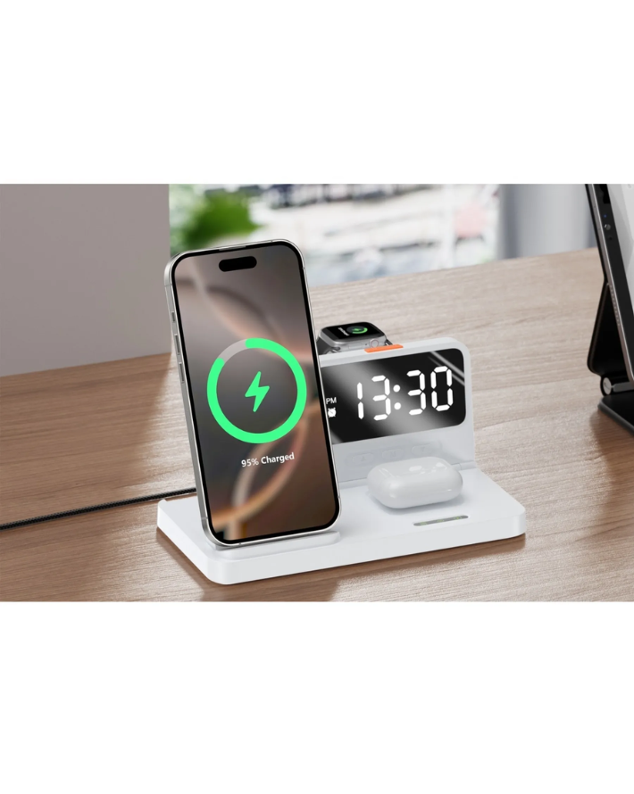 4-in-1 15w Hybrid Wireless Charger Stand - White
