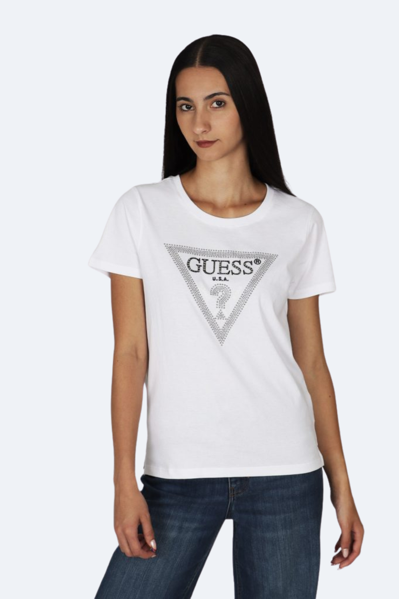 Short Sleeve CN Krystal Triangle Tee - White