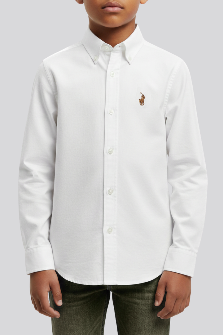Pre-Boys Long Sleeve Formal Shirt - White