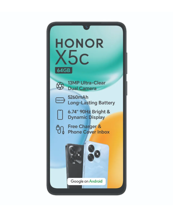 X5c  4GB + 64GB 4G Dual Sim Cellphone - Black