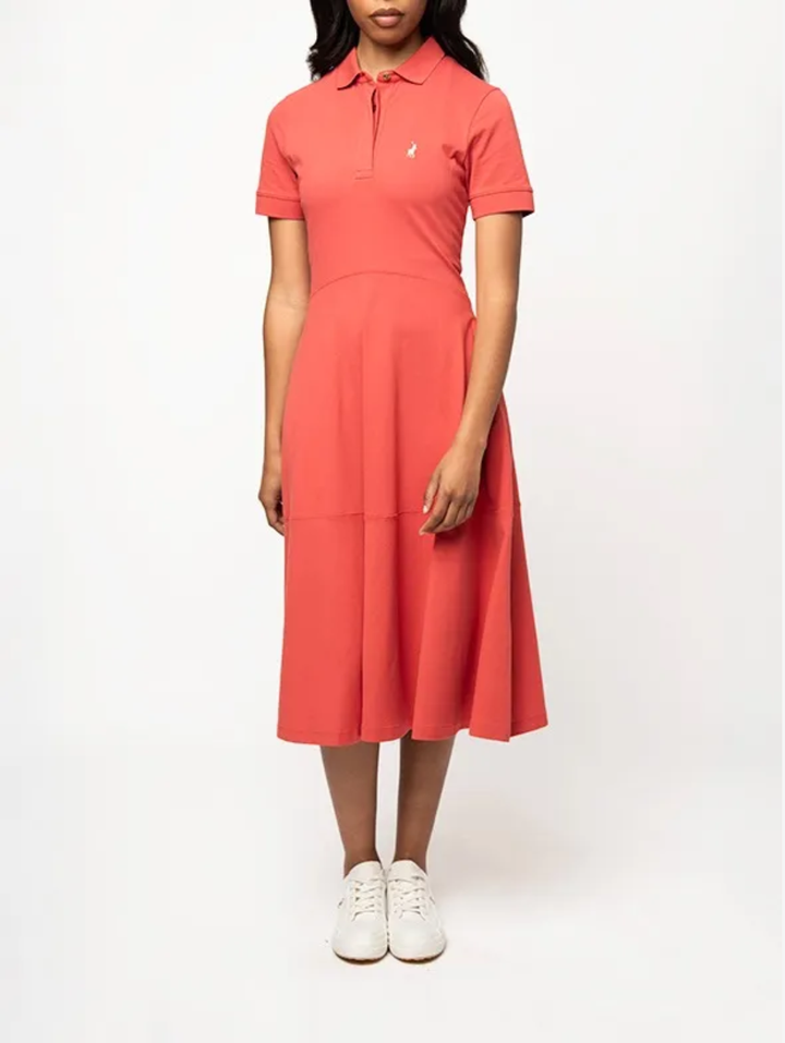 Emily Fit & Flare Golfer Dress - Burnt Orange