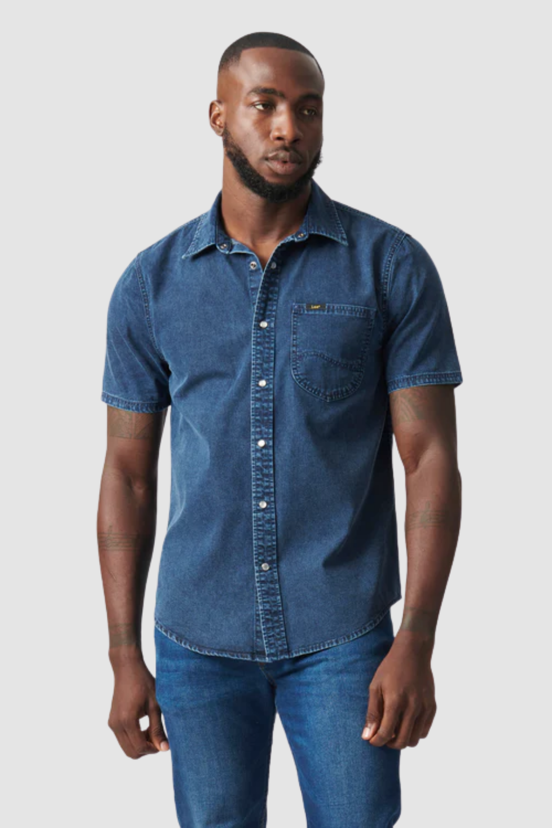 Lazy Denim Short Sleeve Shirt - Stonewash