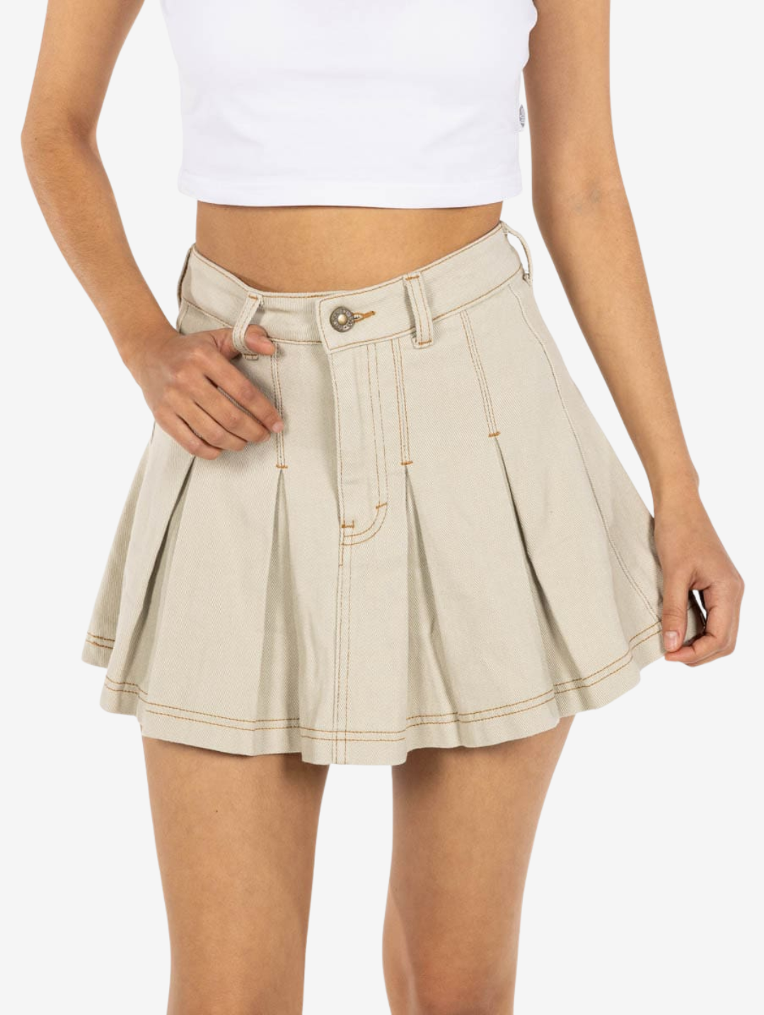 Denim Skirt - Beige