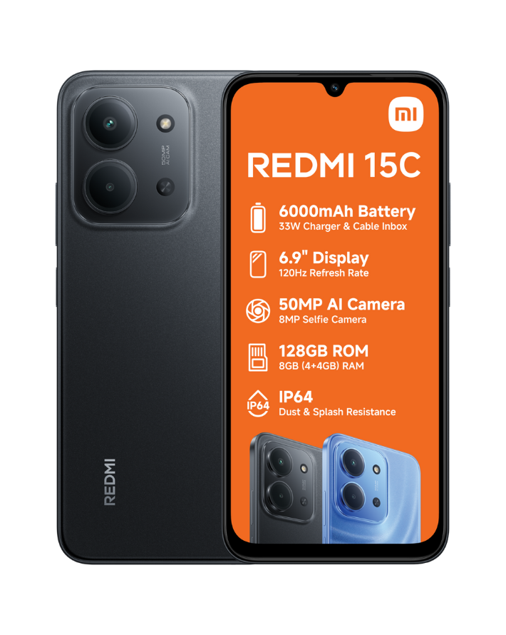 Redmi 15c 128GB 4G Dual Sim Cellphone - Black - Box Deal