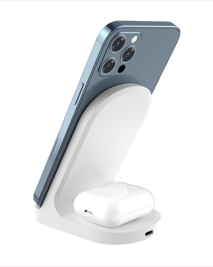 2-in-1 Wireless Charger Stand 15w Hybrid White