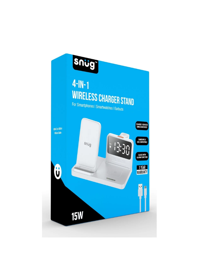 4-in-1 15w Hybrid Wireless Charger Stand - White