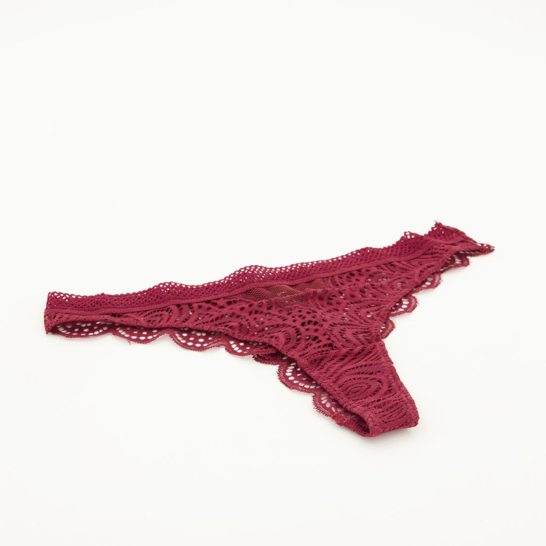 Ladies Swirl Lace G-String Panty - Winter Red