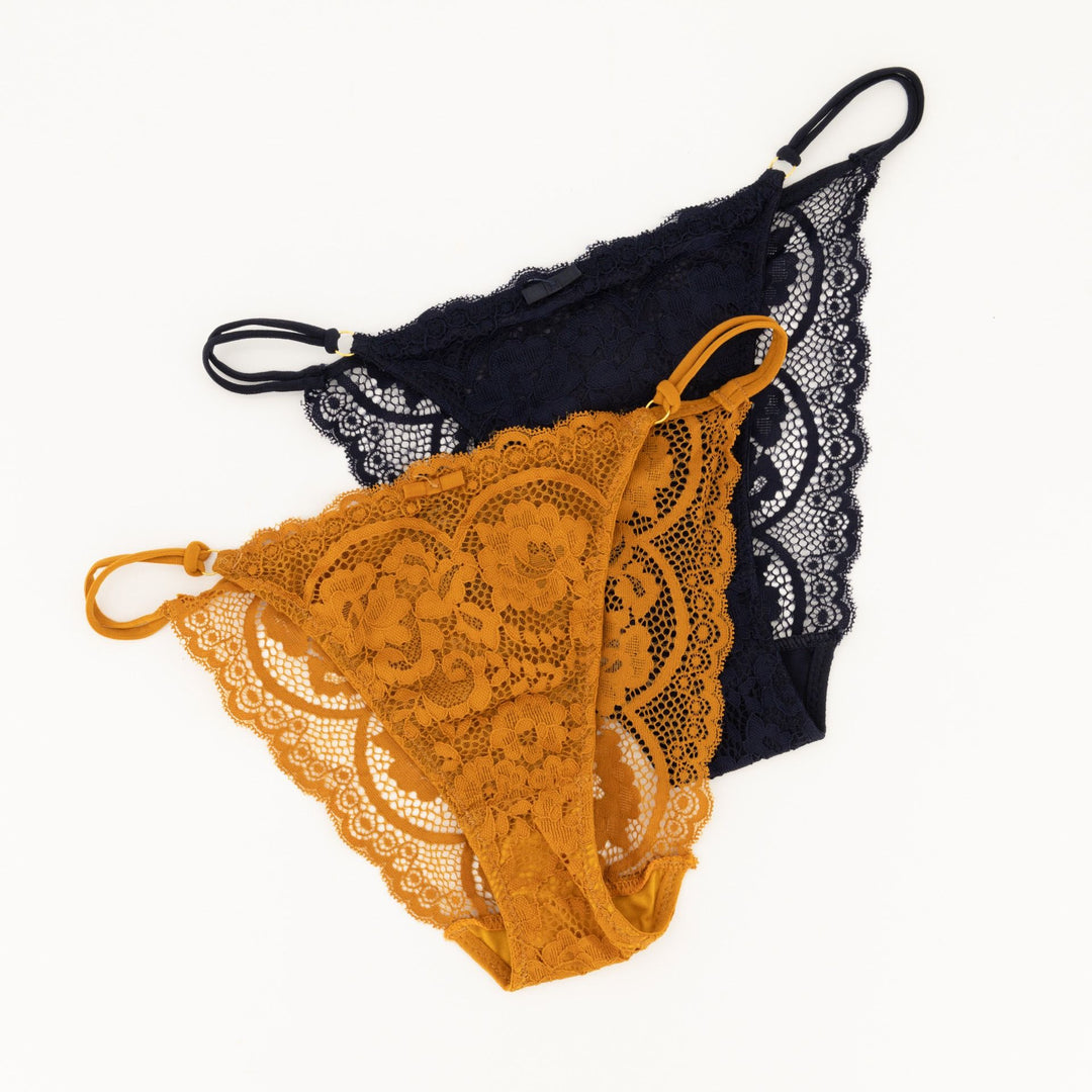 Ladies 2pc Split Strap Tanga Bikini Panty - Bronze/Midnight