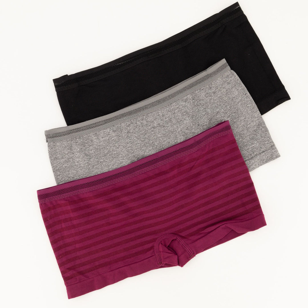 Ladies 3pc Seamless Boyleg Panties - Multi