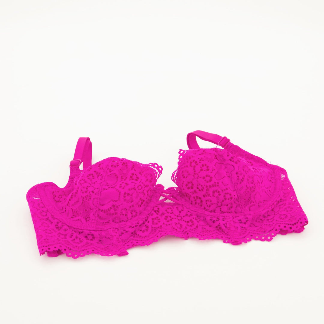 Ladies Single Lace Bra - Bright Pink