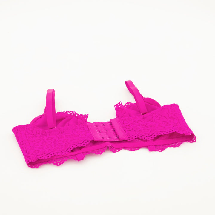 Ladies Single Lace Bra - Bright Pink