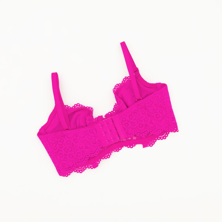 Ladies Single Lace Bra - Bright Pink