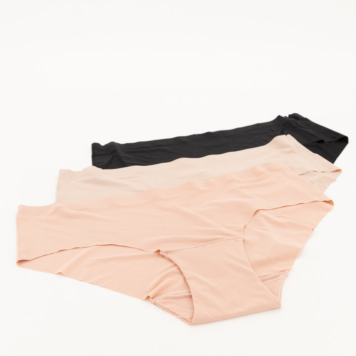 Ladies 3pc Lace Boyleg Panties - Nude