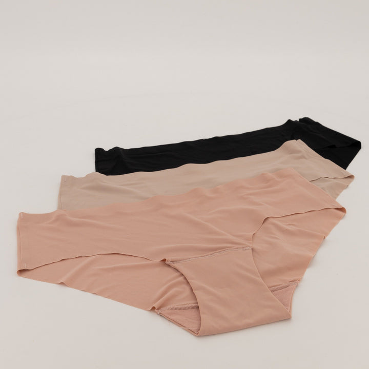 Ladies 3pc Lace Boyleg Panties - Nude