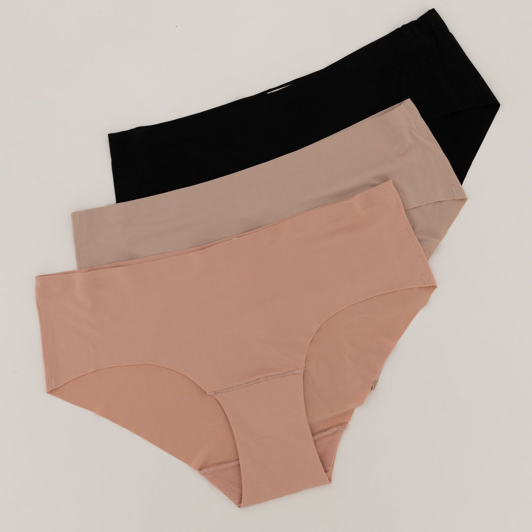 Ladies 3pc Lace Boyleg Panties - Nude