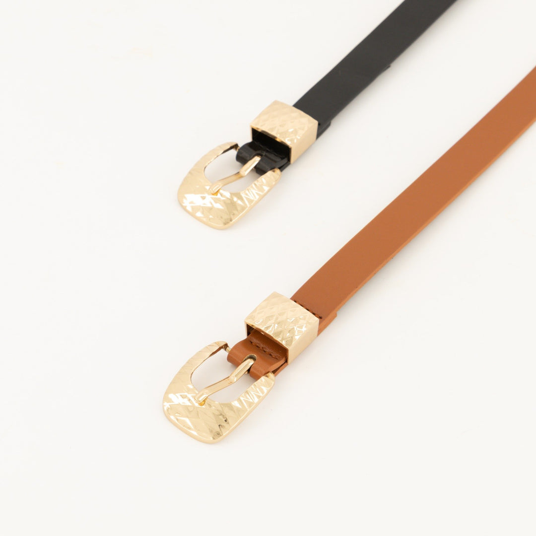 Ladies Laser Cut Belt 2 Pack- Black/Brown