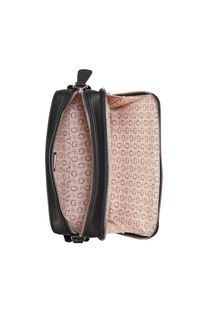 Viviette Double Zip Crossbody Bag - Black