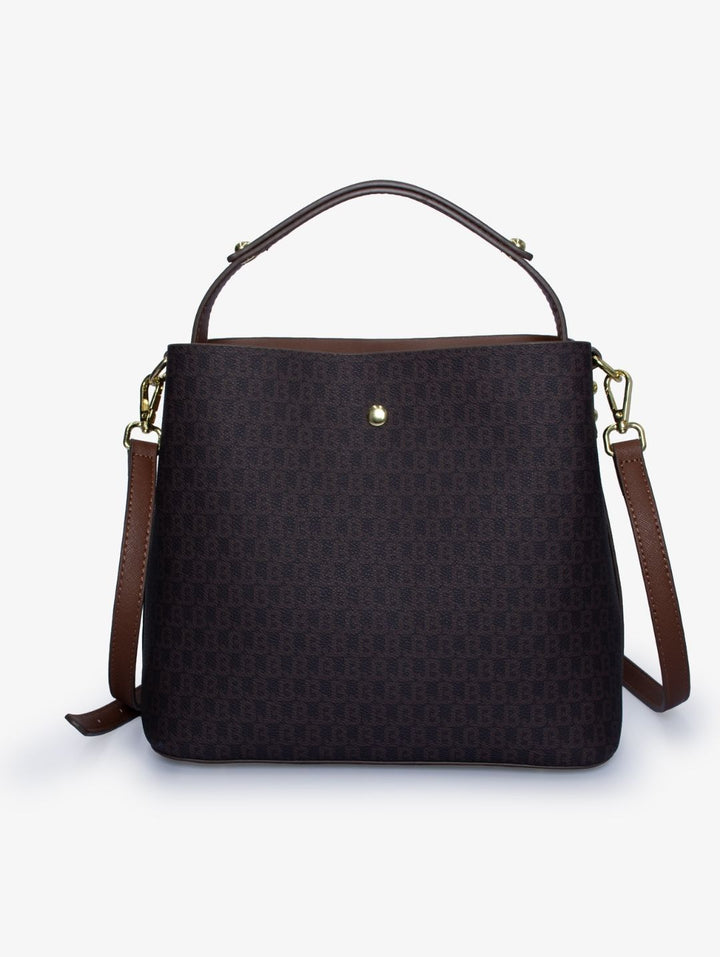 Elexi Logo Zip Front Bag - Brown