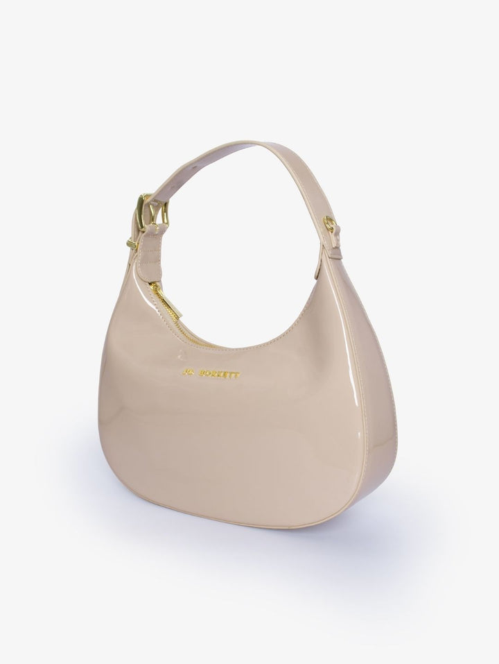 Abby Patent Leather Scooped Bag - Dusty Pink