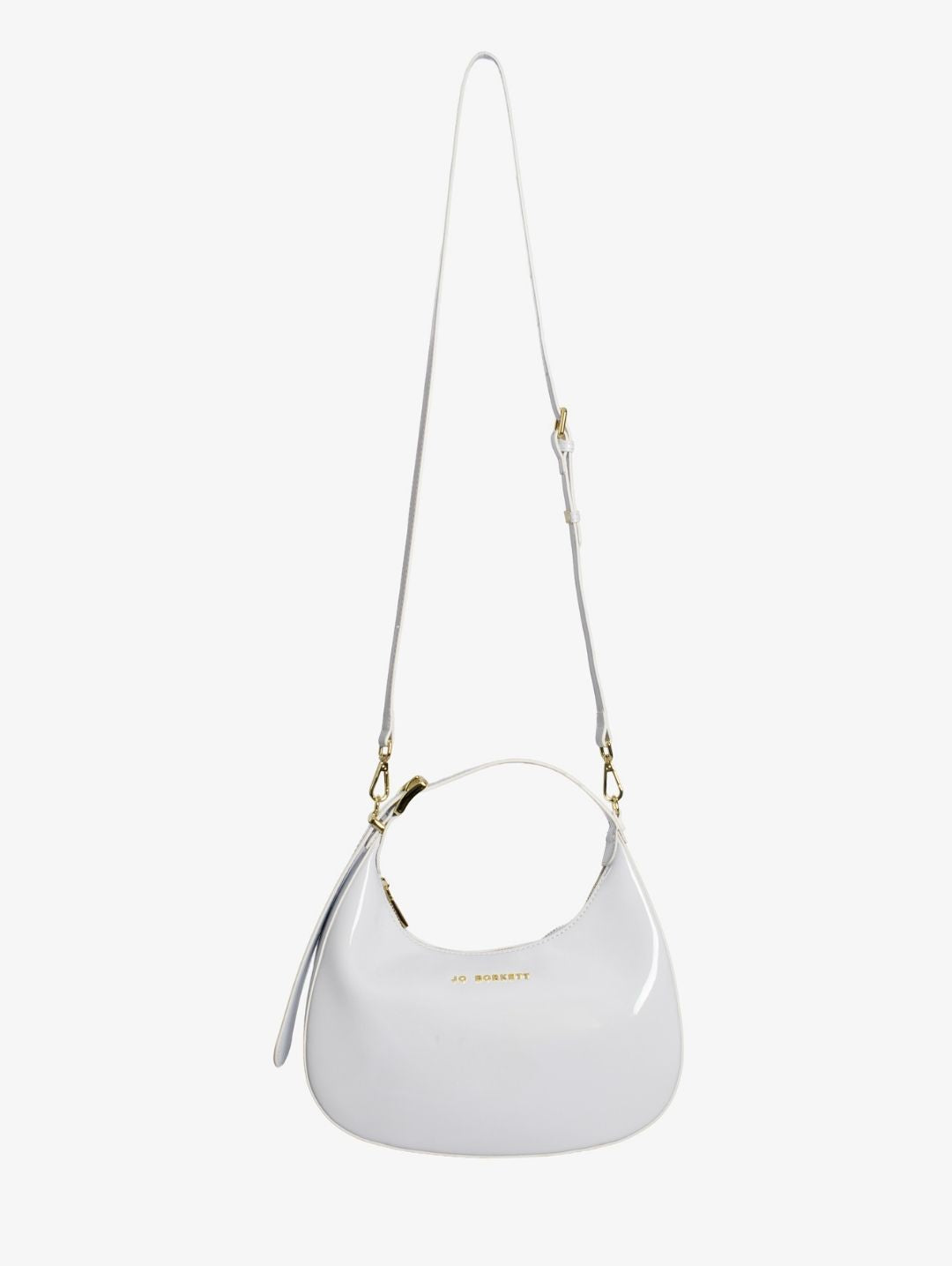 Abby Patent Leather Scooped Bag - White