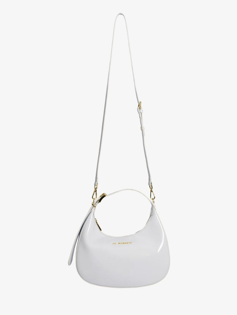 Abby Patent Leather Scooped Bag - White