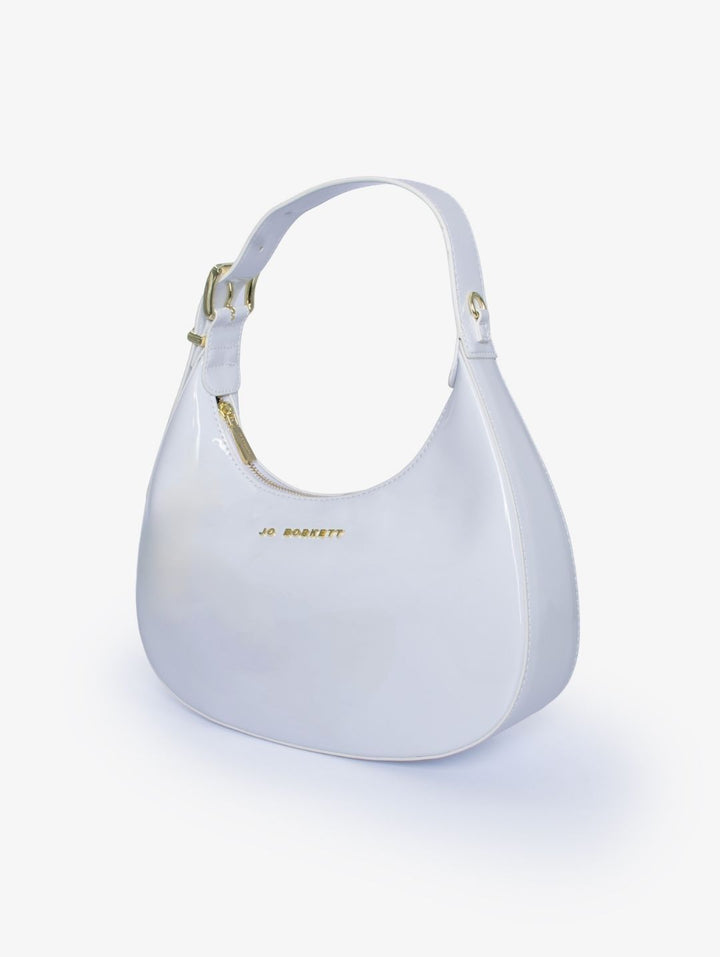 Abby Patent Leather Scooped Bag - White