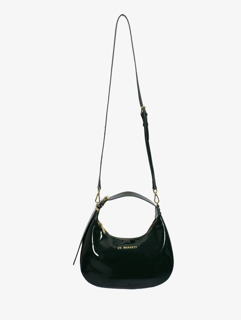 Abby Patent Leather Scooped Bag - Bottle Green