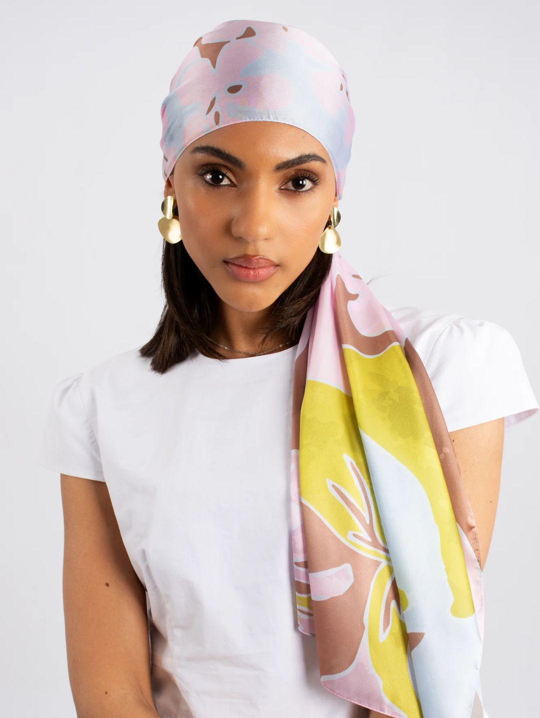 Soft Floral Rectangular Silk Touch Scarf - Multi